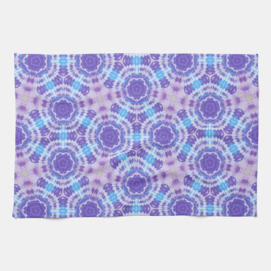 Paarse en Blauwe Tie Dye Pattern Theedoek (Horizontaal)