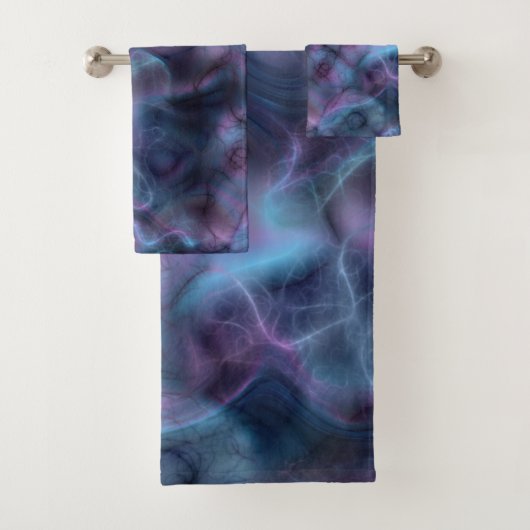 paarse en blauwe turquoise Marmer abstract Bad Handdoek (Insitu)