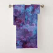 paarse en blauwe turquoise Marmer abstract Bad Handdoek (Insitu)