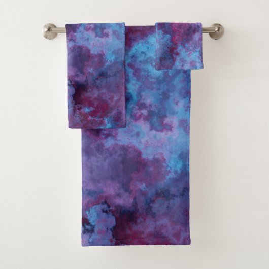 paarse en blauwe turquoise Marmer abstract Bad Handdoek (Insitu)