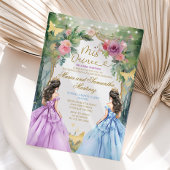 Paarse en blauwe tweeling prinses Quinceañera Kaart
