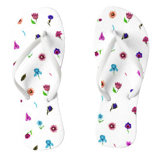 Paarse en blauwe ventilatorafdrukken, modern Flora Teenslippers