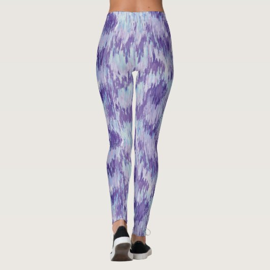 Paarse en Blauwe Verticale Paint Patroon Leggings (Achterkant)