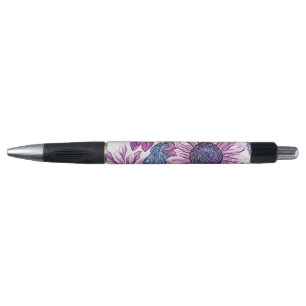 Paarse en blauwe vintage bloempatroon pen