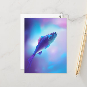 Paarse en blauwe vis briefkaart