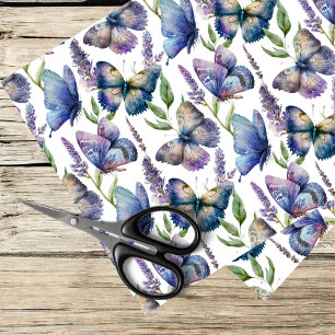 paarse en blauwe vlindermotief tissuepapier
