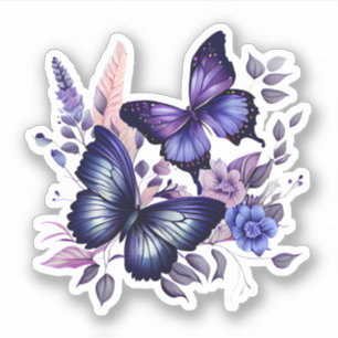 Paarse en blauwe vlindervlinders sticker
