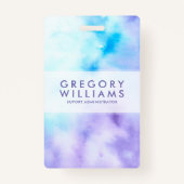 Paarse en Blauwe Vloeibare Kleuren Baground Badge (Voorkant)