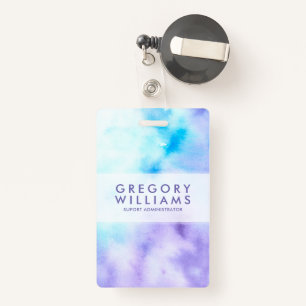 Paarse en Blauwe Vloeibare Kleuren Baground Badge