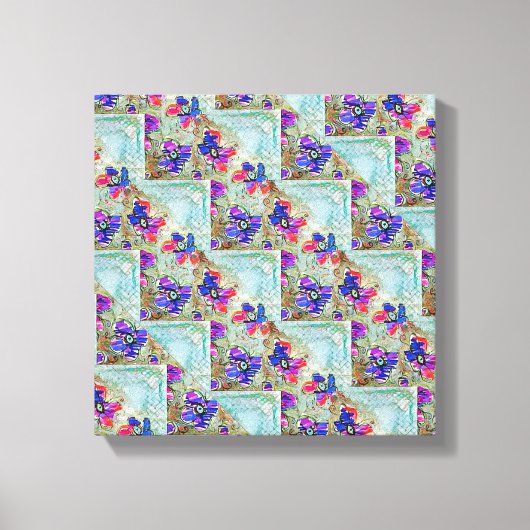 Paarse en blauwe vloerpleinen Zigzags Canvas Afdruk (Voorkant)