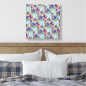 Paarse en blauwe vloerpleinen Zigzags Canvas Afdruk (Insitu (Slaapkamer))