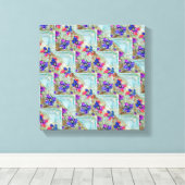 Paarse en blauwe vloerpleinen Zigzags Canvas Afdruk (Insitu (Houten vloer))