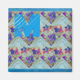Paarse en blauwe vloerpleinen Zigzags Magneet