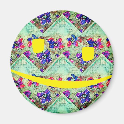 Paarse en blauwe vloerpleinen Zigzags Magneet (Voorkant)