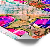 Paarse en blauwe vloerpleinen Zigzags Poster (Hoek)