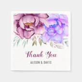 Paarse en blauwe waterverf bloemen bloemen trouwer servet (Voorkant)