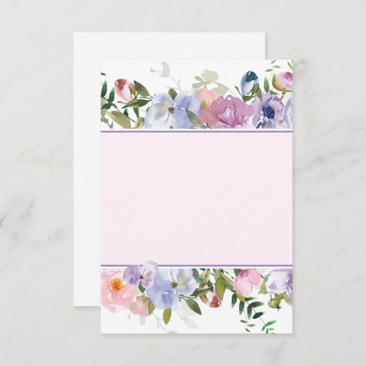 Paarse en blauwe waterverf bruiloft met blanco bud kaart (Voorkant / Achterkant)