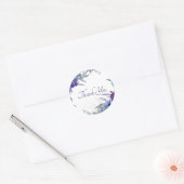 Paarse en blauwe waterverf floral dank jullie les ronde sticker (Envelop)