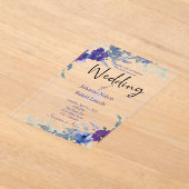 Paarse en blauwe waterverf huwelijksuitnodiging acryl uitnodigingen (Laagn)