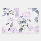 Paarse en Blauwe Waterverf Hydrangea Bloemen Inpakpapier Vel (Voorkant)