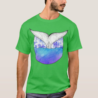 Paarse en blauwe Waterverf walvisvis T-shirt