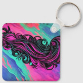 Paarse en blauwe wervelende kunst Bord Sleutelhanger (Achterkant)