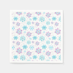 Paarse en Blauwe Winter Sneeuwvlokken Servet