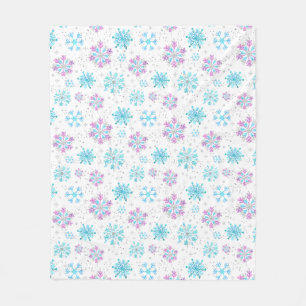 Paarse en Blauwe Wintervlokken Fleece Deken