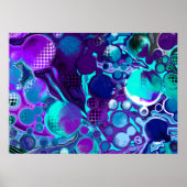 Paarse en Blauwgroen Abstracte digitale rondleidin Poster (Voorkant)