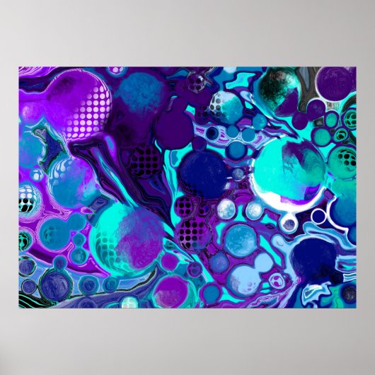 Paarse en Blauwgroen Abstracte digitale rondleidin Poster (Voorkant)