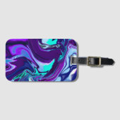 Paarse en Blauwgroen Abstracte Fluid Art Bagagelabel (Voorkant (horizontaal))