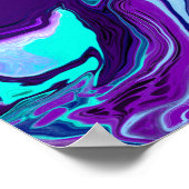 Paarse en Blauwgroen Abstracte Fluid Art Poster (Hoek)