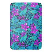 Paarse en Blauwgroen Blauwe Bloemen Badmat (Voorkant Verticaal)