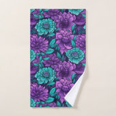 Paarse en Blauwgroen bloemen Bad Handdoek (Handdoek)