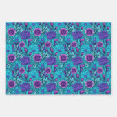 Paarse en Blauwgroen bloemen Inpakpapier Vel (Voorkant 3)