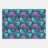 Paarse en Blauwgroen bloemen Inpakpapier Vel (Voorkant 2)