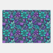Paarse en Blauwgroen bloemen Inpakpapier Vel (Voorkant)