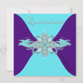 Paarse en Blauwgroen Blue Quinceanera Kaart (Voorkant)