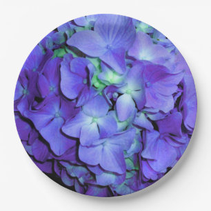 Paarse en blauwgroen hydrangea, paarse blauwe bloe papieren bordje