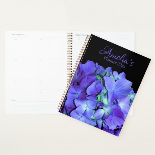 Paarse en blauwgroen hydrangea, paarse blauwe bloe planner (Display)
