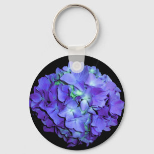 Paarse en blauwgroen hydrangea, paarse blauwe bloe sleutelhanger