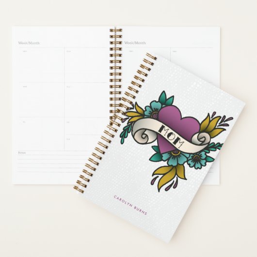 Paarse en Blauwgroen mam-Tattoo Planner (Display)