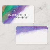paarse en blauwgroen minimalistische clean waterve visitekaartje (Voorkant / Achterkant)