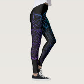 Paarse en Blauwgroen Ombre Faux Glitter Mandala ov Leggings (Rechts)