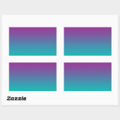 Paarse en Blauwgroen Ombre Rechthoekige Sticker (Vel)