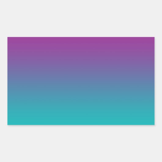 Paarse en Blauwgroen Ombre Rechthoekige Sticker (Voorkant)