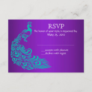 Paarse en Blauwgroen Peacock RSVP-uitnodigingen RSVP Kaartje