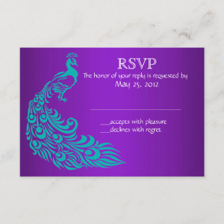 Paarse en Blauwgroen Peacock RSVP-uitnodigingen RSVP Kaartje