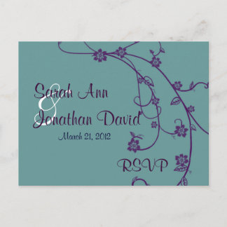 Paarse en Blauwgroen RSVP bruiloft Briefkaart