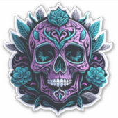 Paarse en Blauwgroen Sticker (Voorkant)